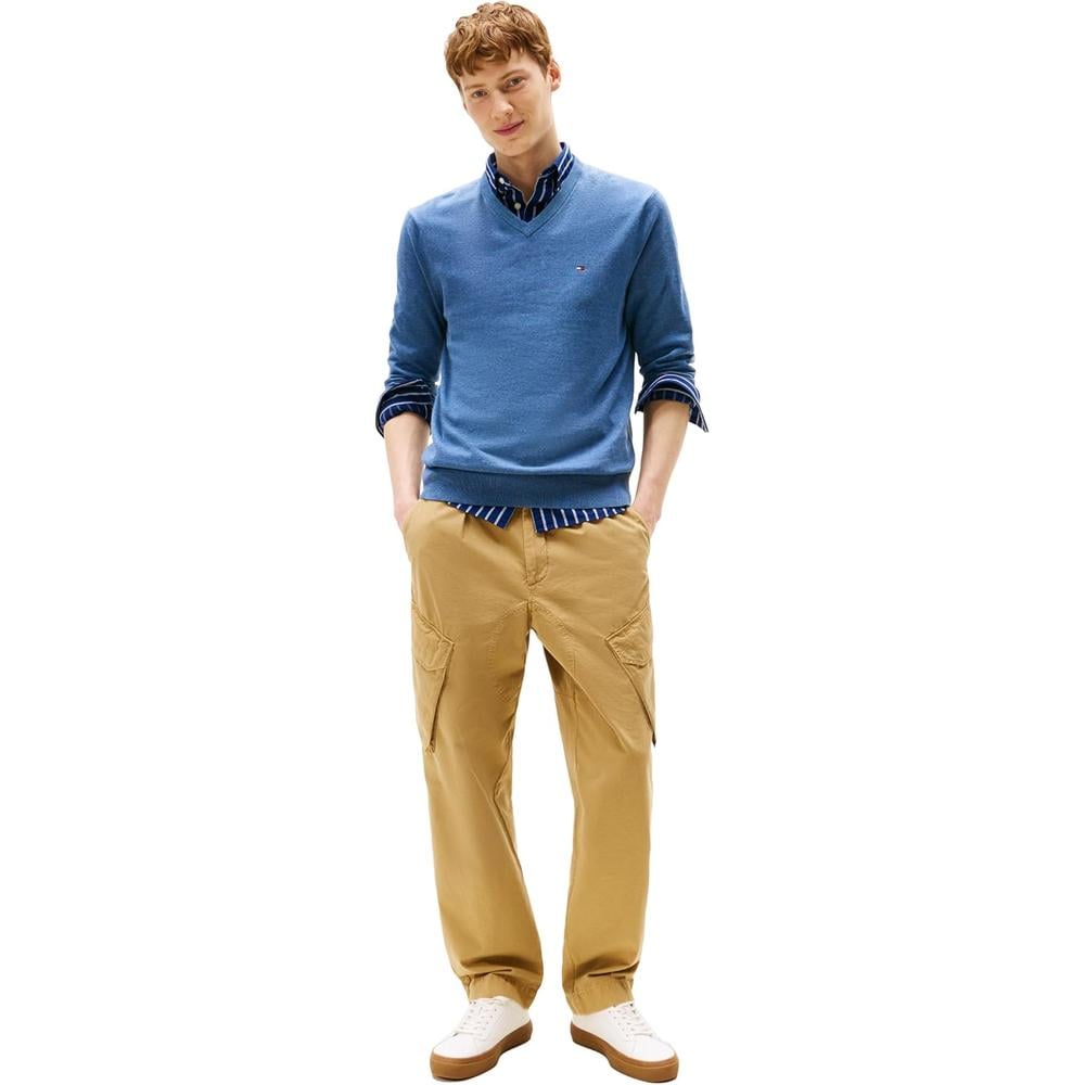 POLERA PARA HOMBRE TOMMY HILFIGER ESSENTIAL REGULAR FIT AZUL PETRÓLEO JASPEADO - 3