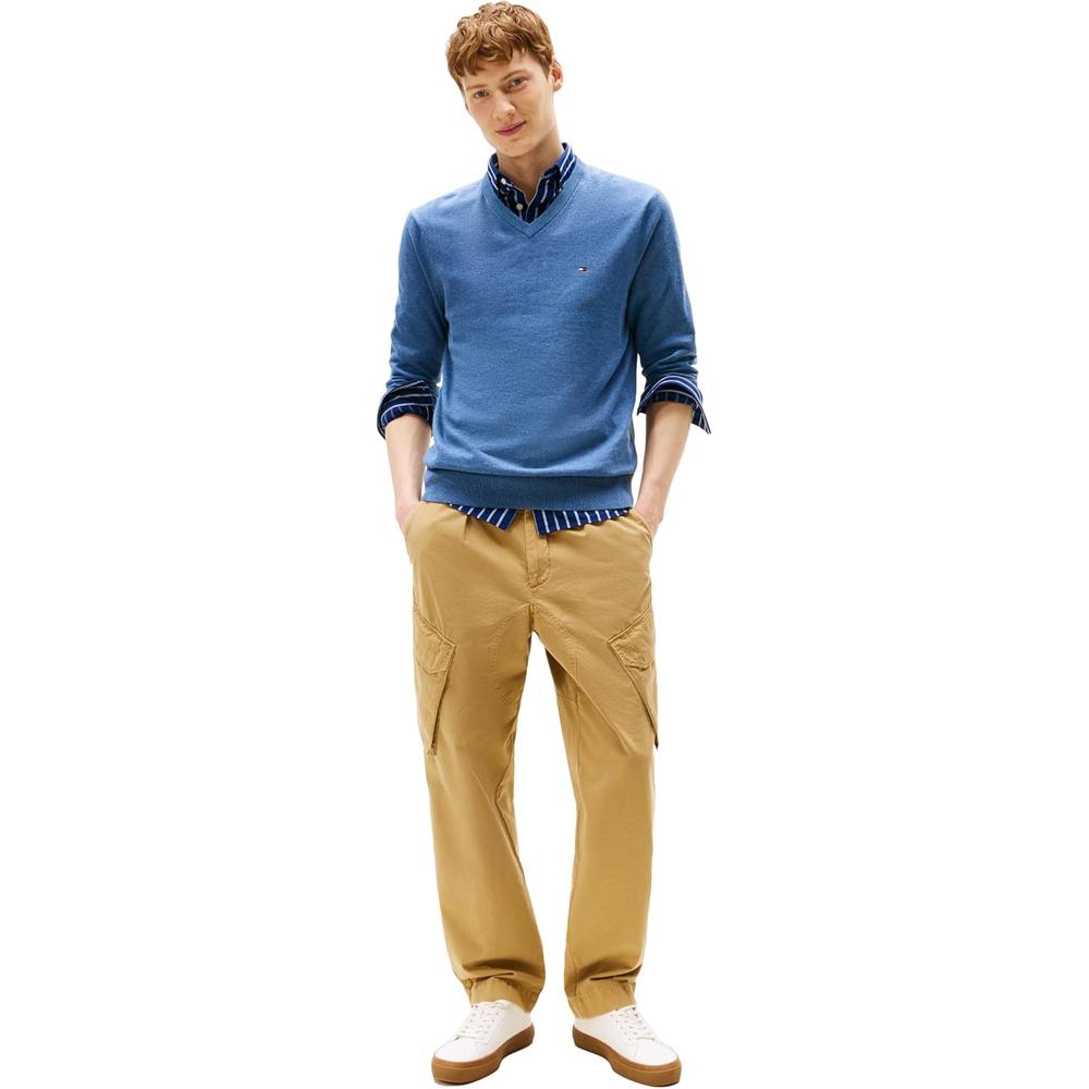 POLERA PARA HOMBRE TOMMY HILFIGER ESSENTIAL REGULAR FIT AZUL PETRÓLEO JASPEADO - 3