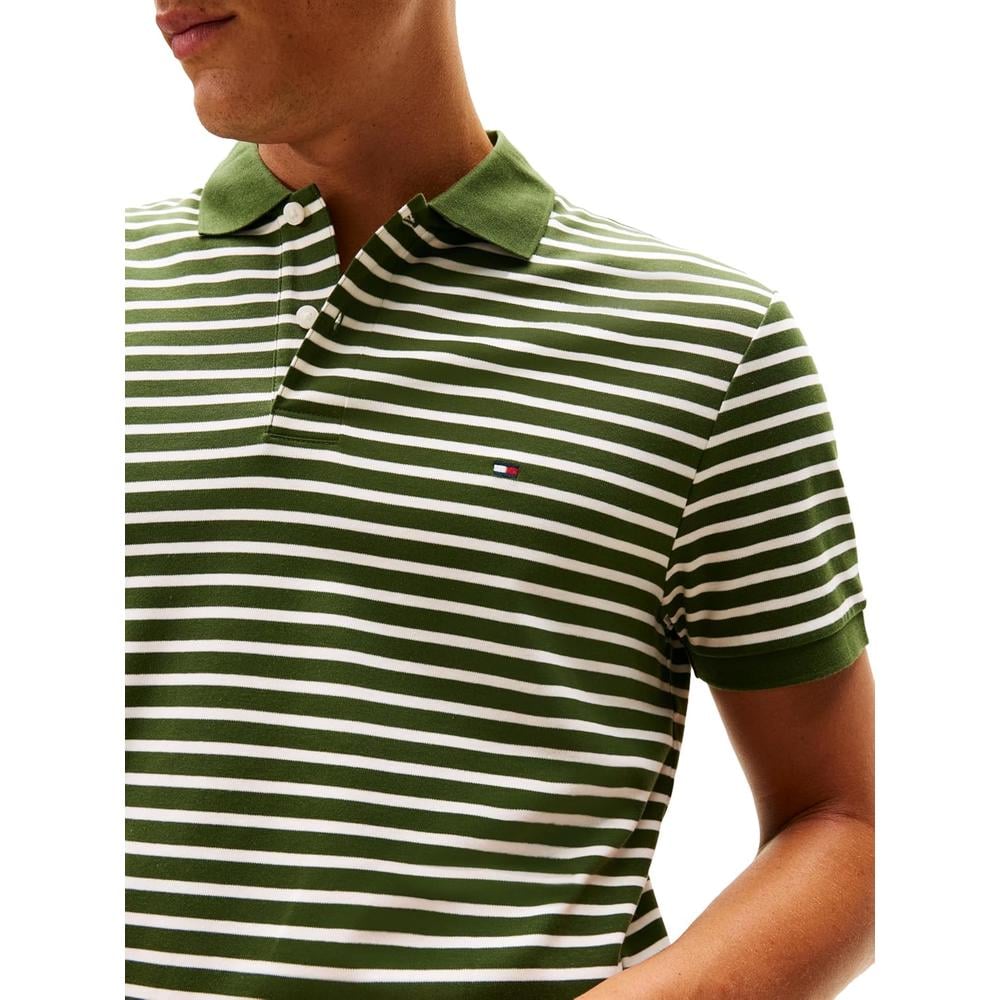 POLO PARA HOMBRE TOMMY HILFIGER REGULAR FIT MANGA CORTA VERDE PINO Y MARFIL PETALO - 2
