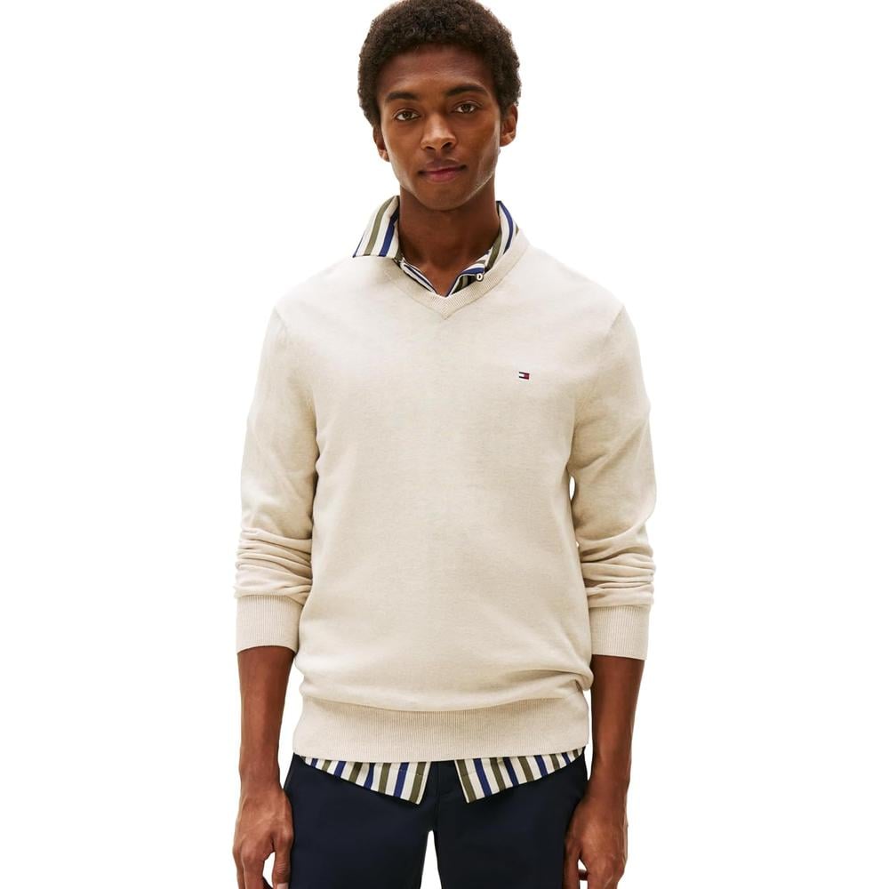 POLERA PARA HOMBRE TOMMY HILFIGER ESSENTIAL REGULAR FIT BEIGE JASPEADO - 1