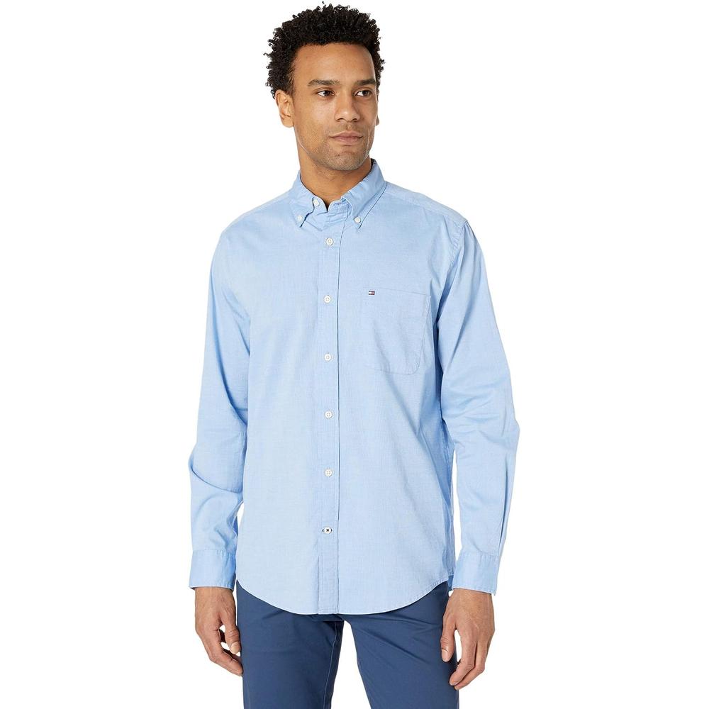 CAMISA PARA HOMBRE TOMMY HILFIGER TWAIN CLASSIC FIT MANGA LARGA AZUL - 1