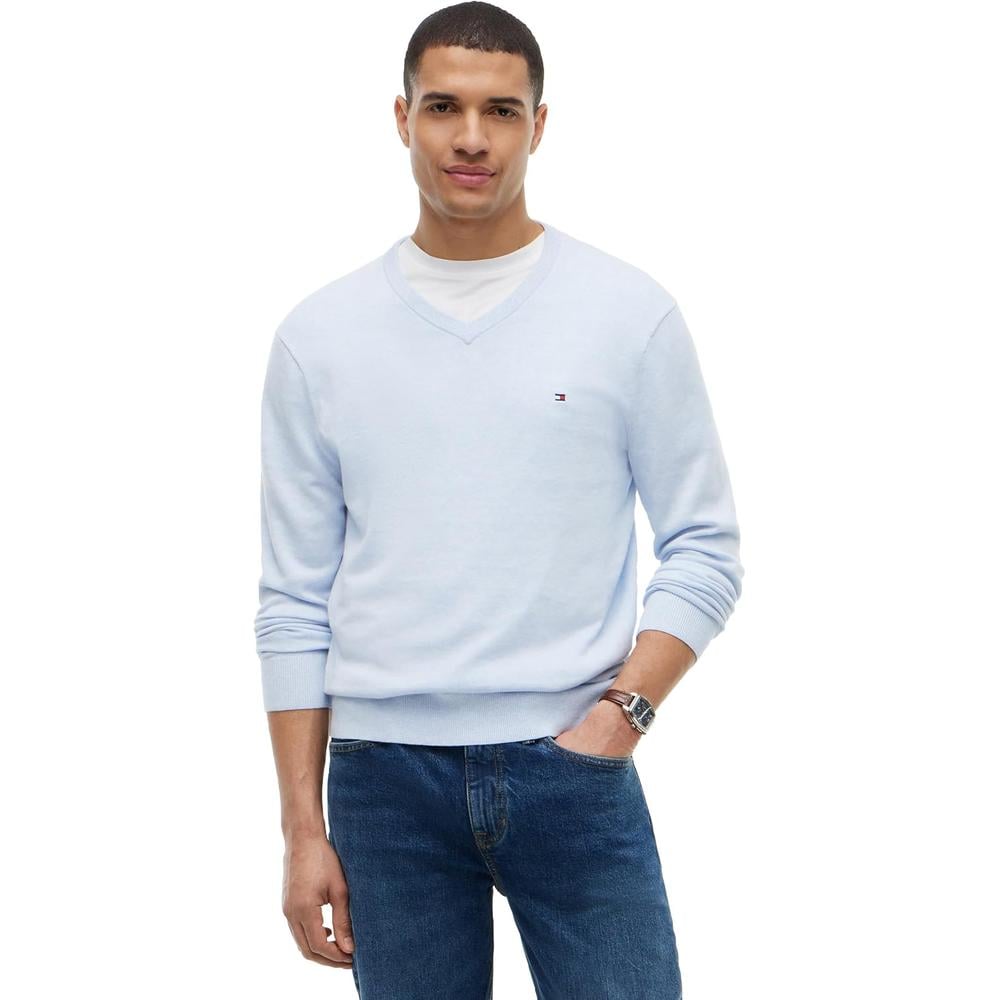 POLERA PARA HOMBRE TOMMY HILFIGER ESSENTIAL REGULAR FIT AZUL CIELO JASPEADO - 1