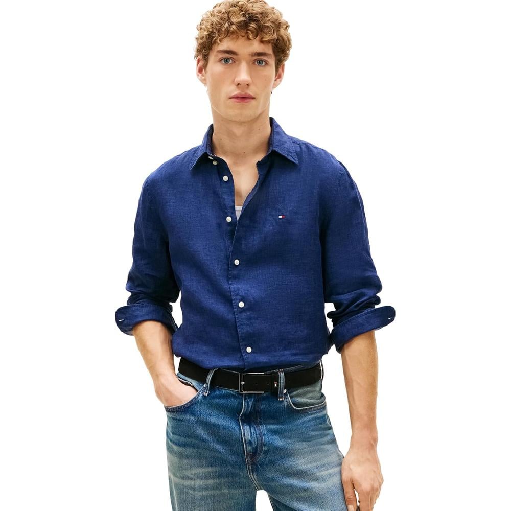 CAMISA PARA HOMBRE TOMMY HILFIGER REGULAR FIT MANGA LARGA AZUL MARINO CARBÓN - 1
