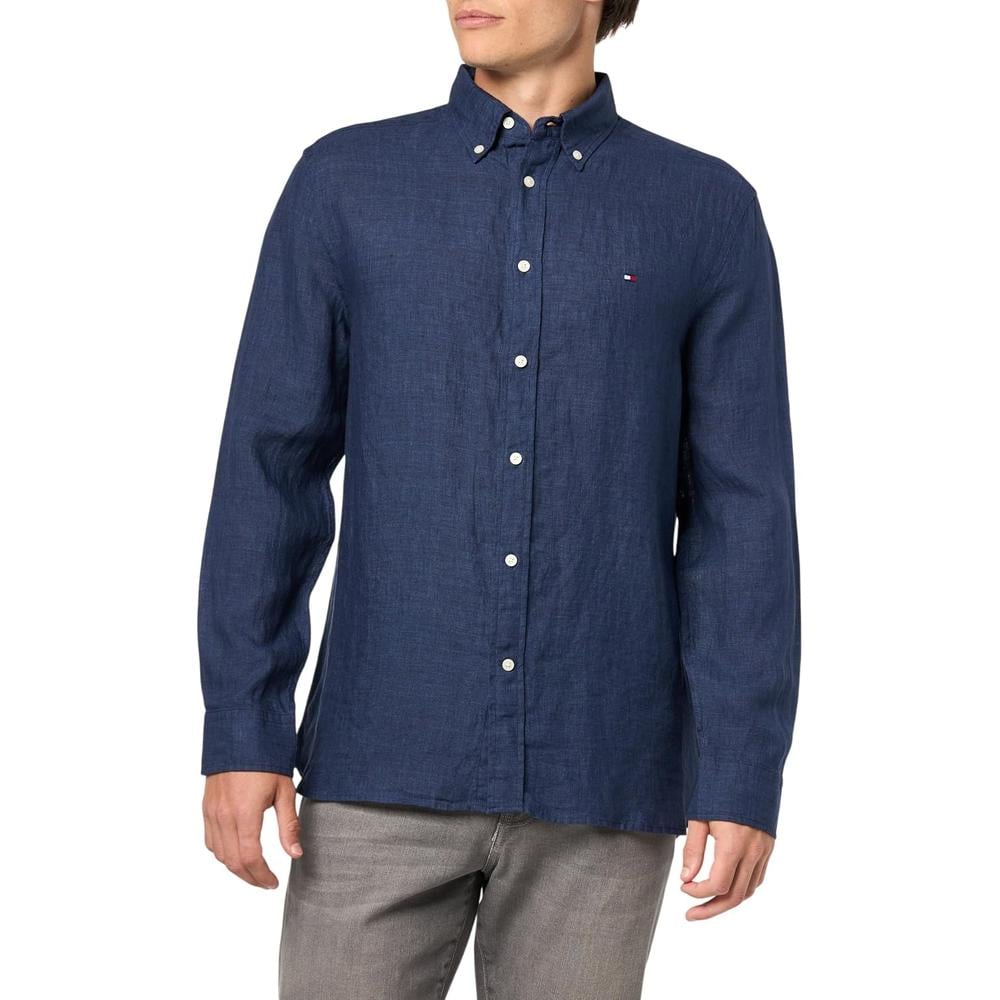 CAMISA PARA HOMBRE TOMMY HILFIGER REGULAR FIT MANGA LARGA AZUL MARINO CARBÓN - 3