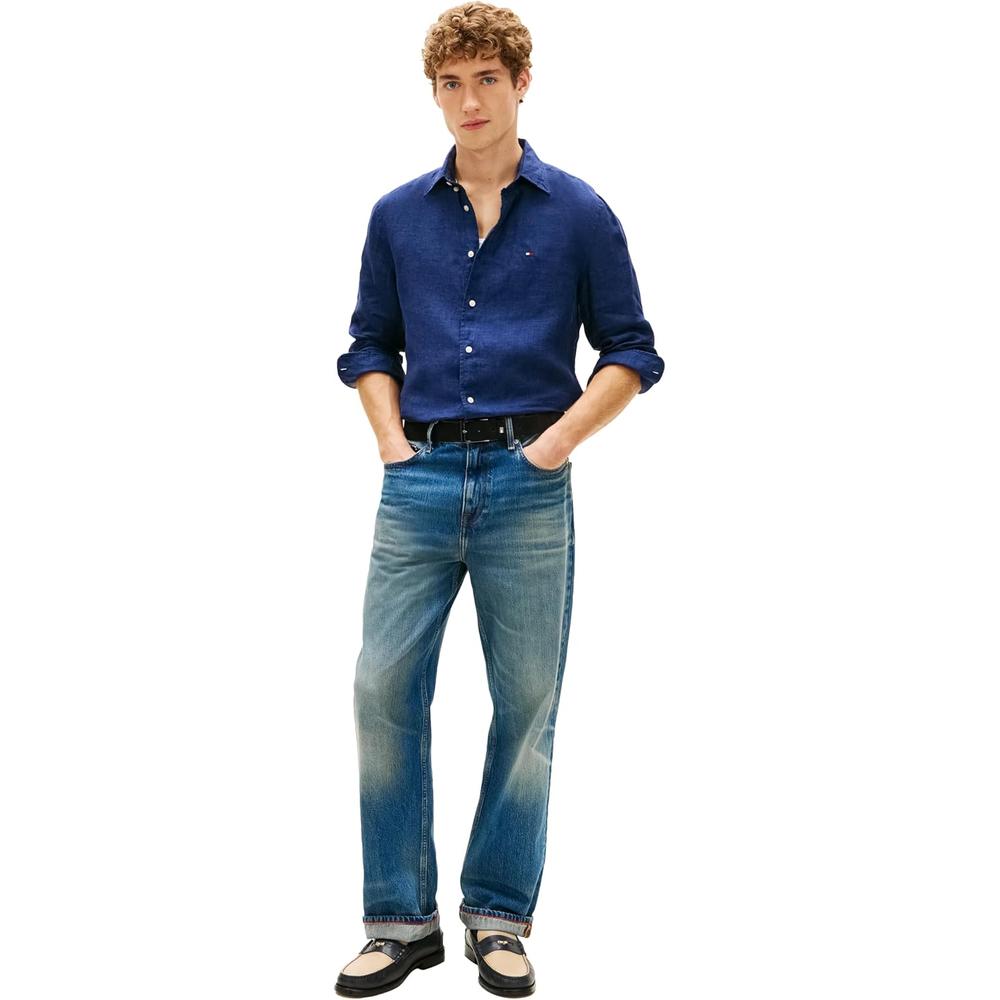 CAMISA PARA HOMBRE TOMMY HILFIGER REGULAR FIT MANGA LARGA AZUL MARINO CARBÓN - 4