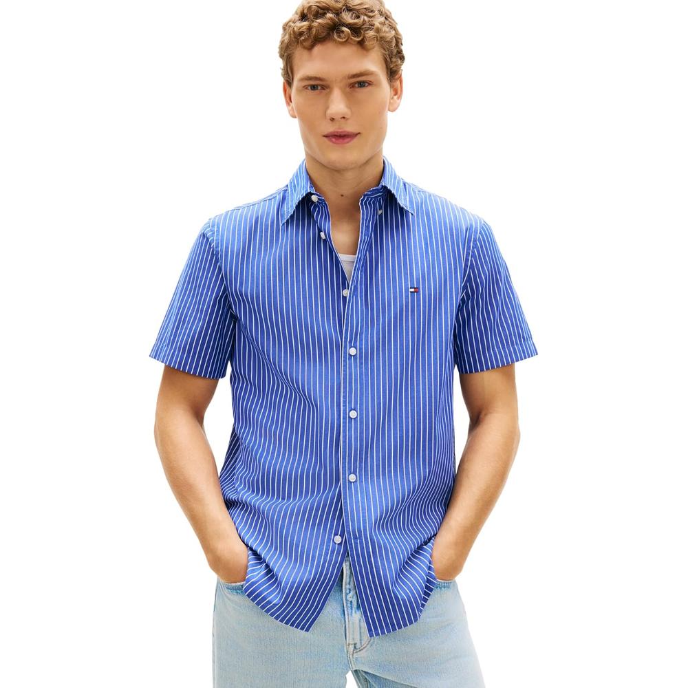 CAMISA PARA HOMBRE TOMMY HILFIGER REGULAR FIT MANGA CORTA AZUL MEDIO - 1
