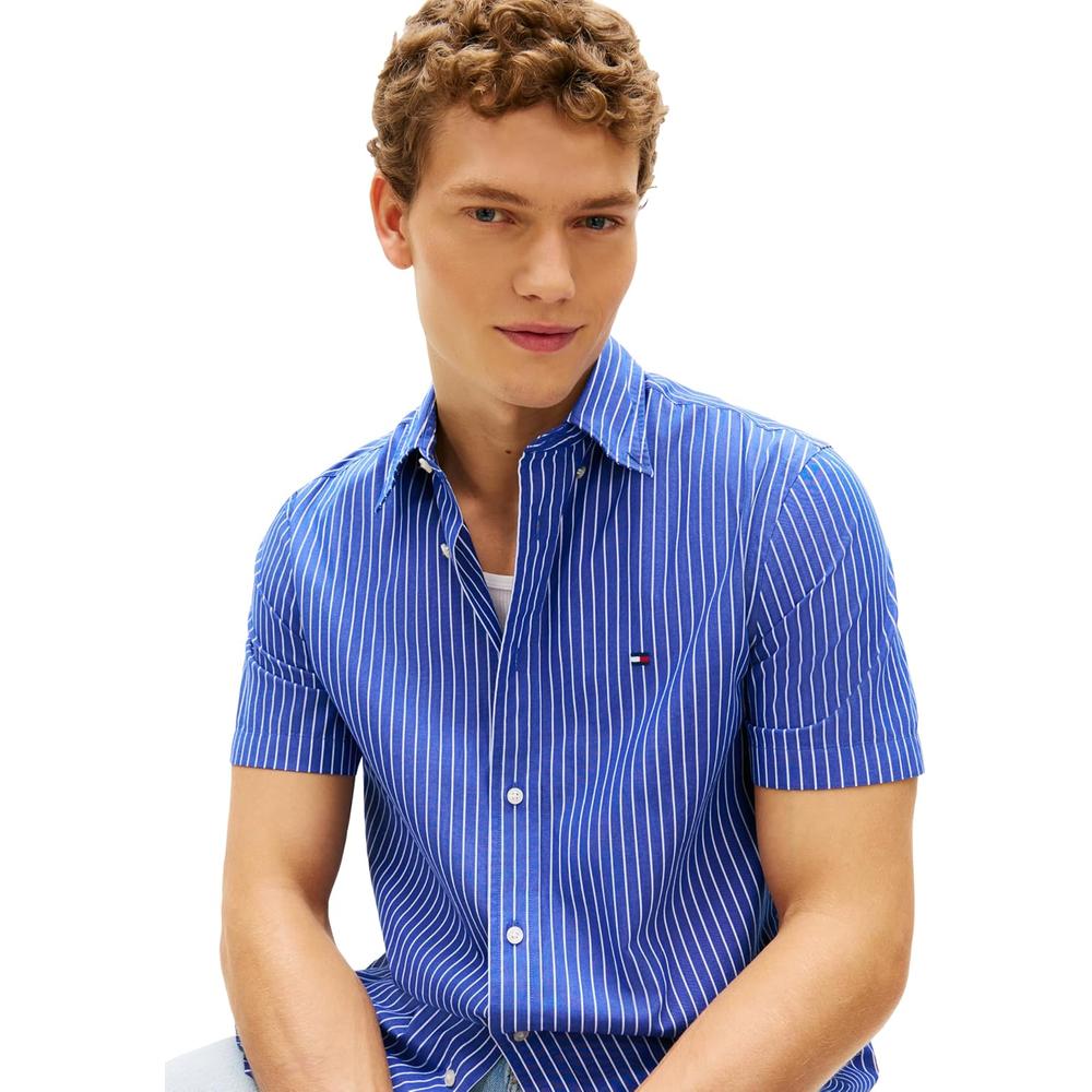 CAMISA PARA HOMBRE TOMMY HILFIGER REGULAR FIT MANGA CORTA AZUL MEDIO - 2