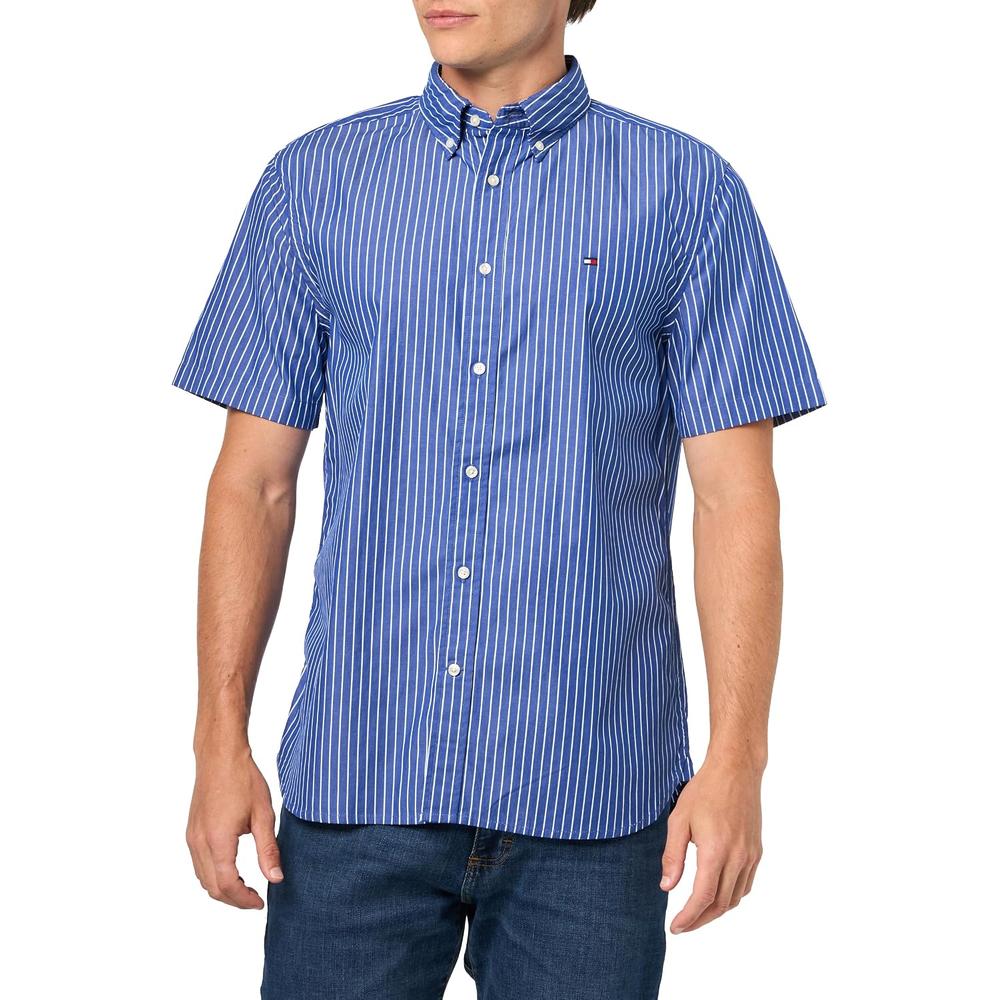 CAMISA PARA HOMBRE TOMMY HILFIGER REGULAR FIT MANGA CORTA AZUL MEDIO - 3