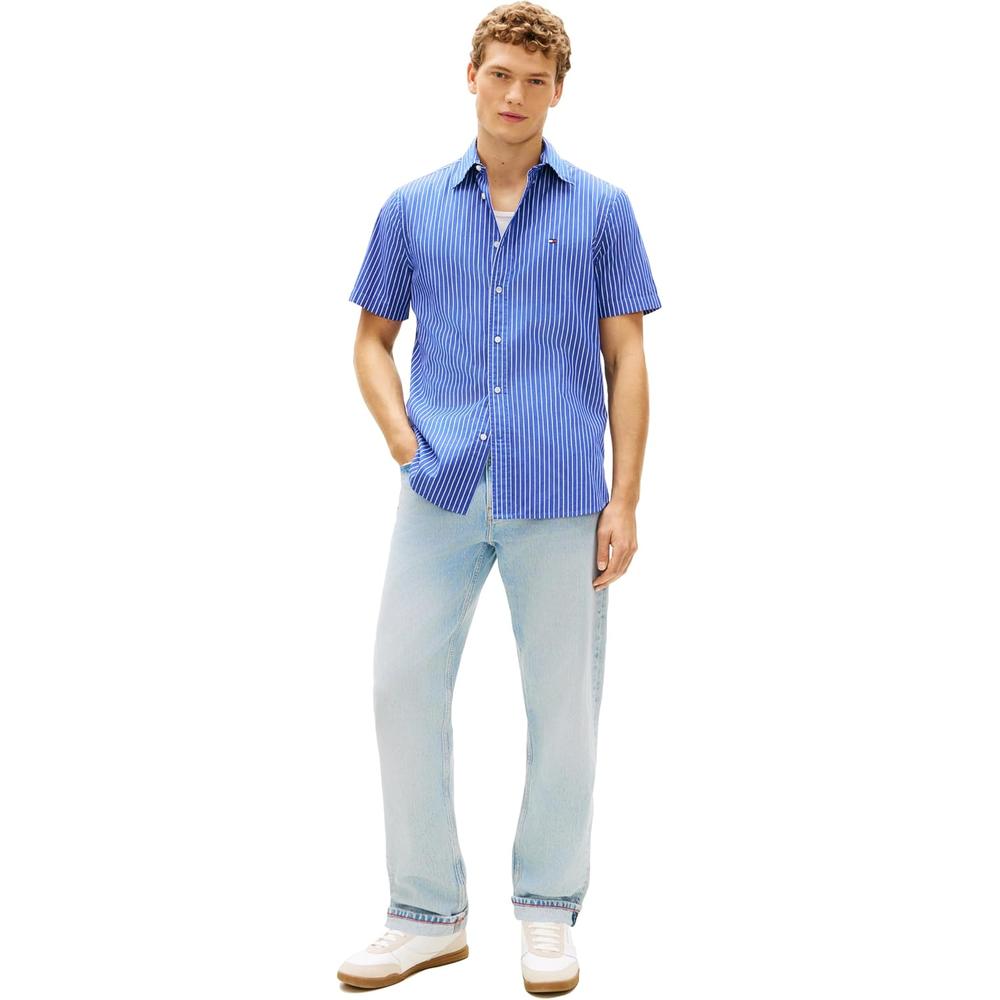 CAMISA PARA HOMBRE TOMMY HILFIGER REGULAR FIT MANGA CORTA AZUL MEDIO - 4