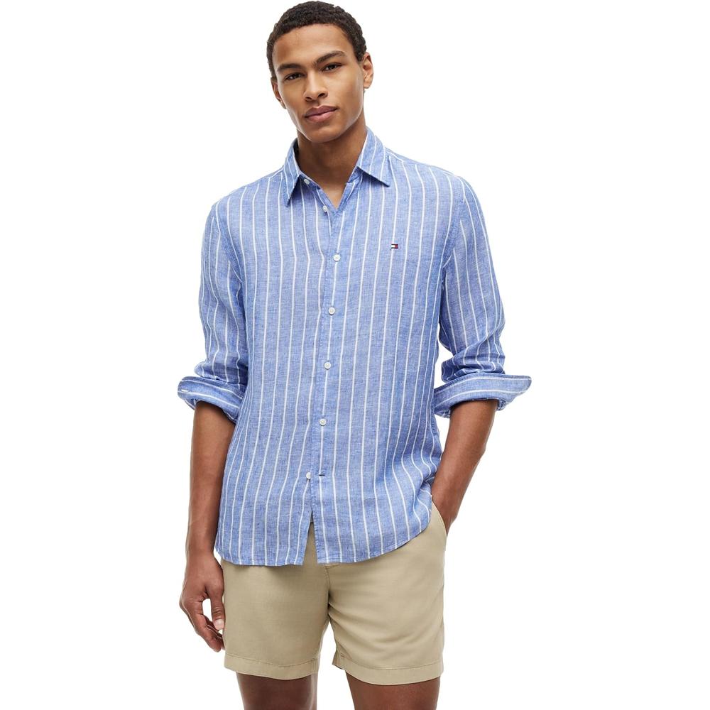 CAMISA PARA HOMBRE TOMMY HILFIGER REGULAR FIT MANGA LARGA AZUL REGIO - 1
