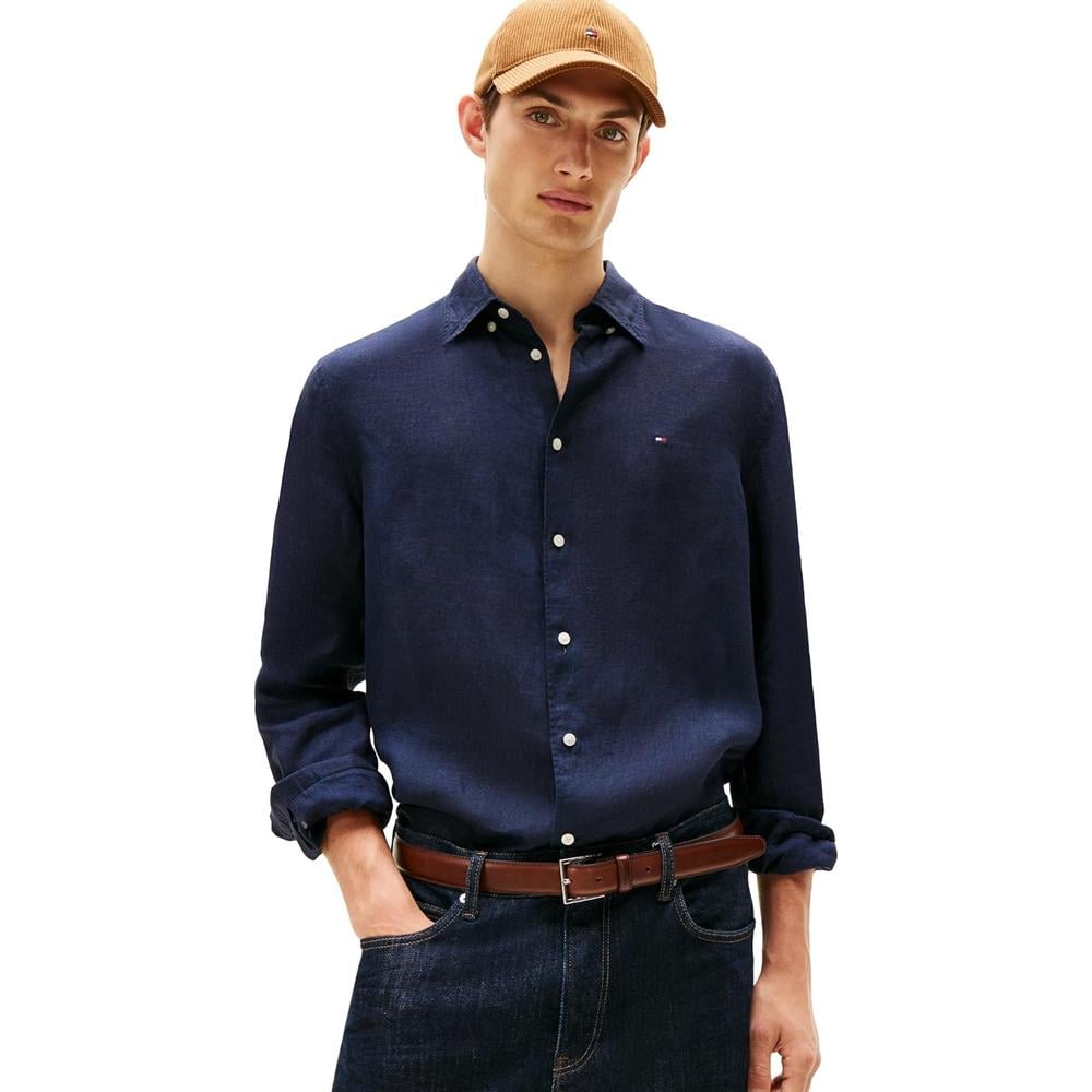 CAMISA PARA HOMBRE TOMMY HILFIGER REGULAR FIT MANGA LARGA AZUL DESIERTO - 1