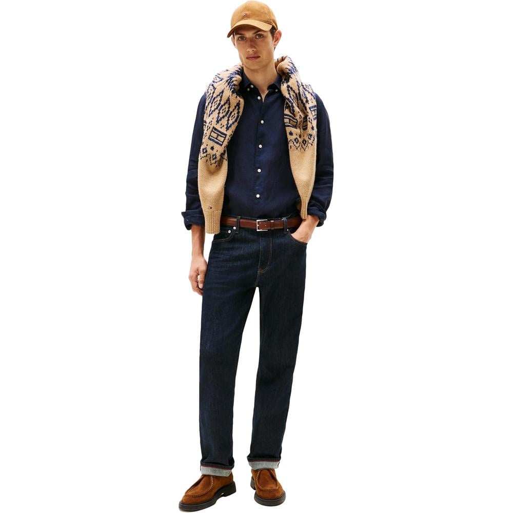 CAMISA PARA HOMBRE TOMMY HILFIGER REGULAR FIT MANGA LARGA AZUL DESIERTO - 3