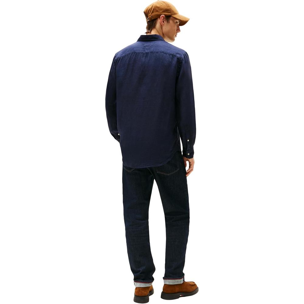 CAMISA PARA HOMBRE TOMMY HILFIGER REGULAR FIT MANGA LARGA AZUL DESIERTO - 4