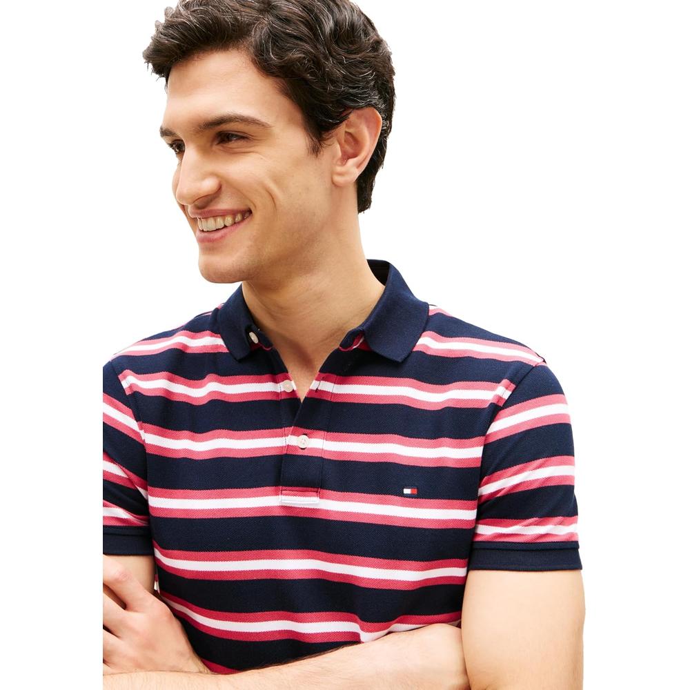 POLO PARA HOMBRE TOMMY HILFIGER 1985 SLIM FIT MANGA CORTA AZUL CIELO DESÉRTICO ROSA MULTICOLOR - 2