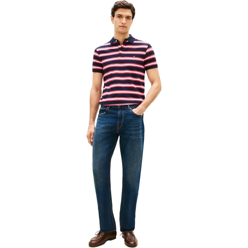 POLO PARA HOMBRE TOMMY HILFIGER 1985 SLIM FIT MANGA CORTA AZUL CIELO DESÉRTICO ROSA MULTICOLOR - 4