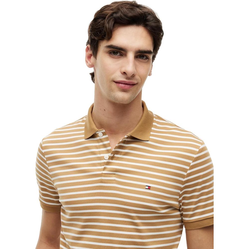 POLO PARA HOMBRE TOMMY HILFIGER REGULAR FIT MANGA CORTA ARENA Y MARFIL PETALO - 2
