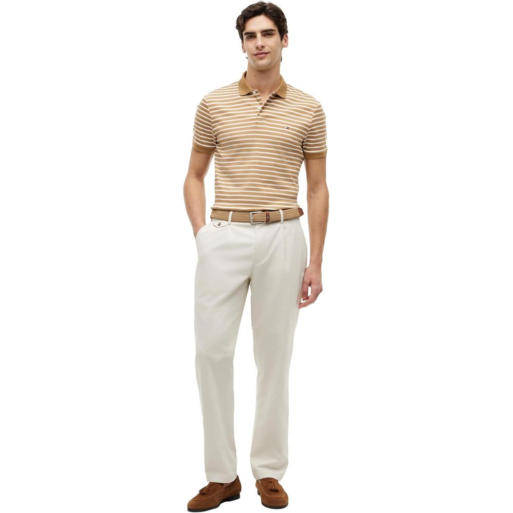 POLO PARA HOMBRE TOMMY HILFIGER REGULAR FIT MANGA CORTA ARENA Y MARFIL PETALO - 3
