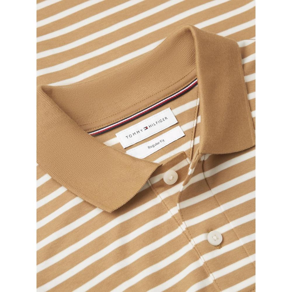 POLO PARA HOMBRE TOMMY HILFIGER REGULAR FIT MANGA CORTA ARENA Y MARFIL PETALO - 5