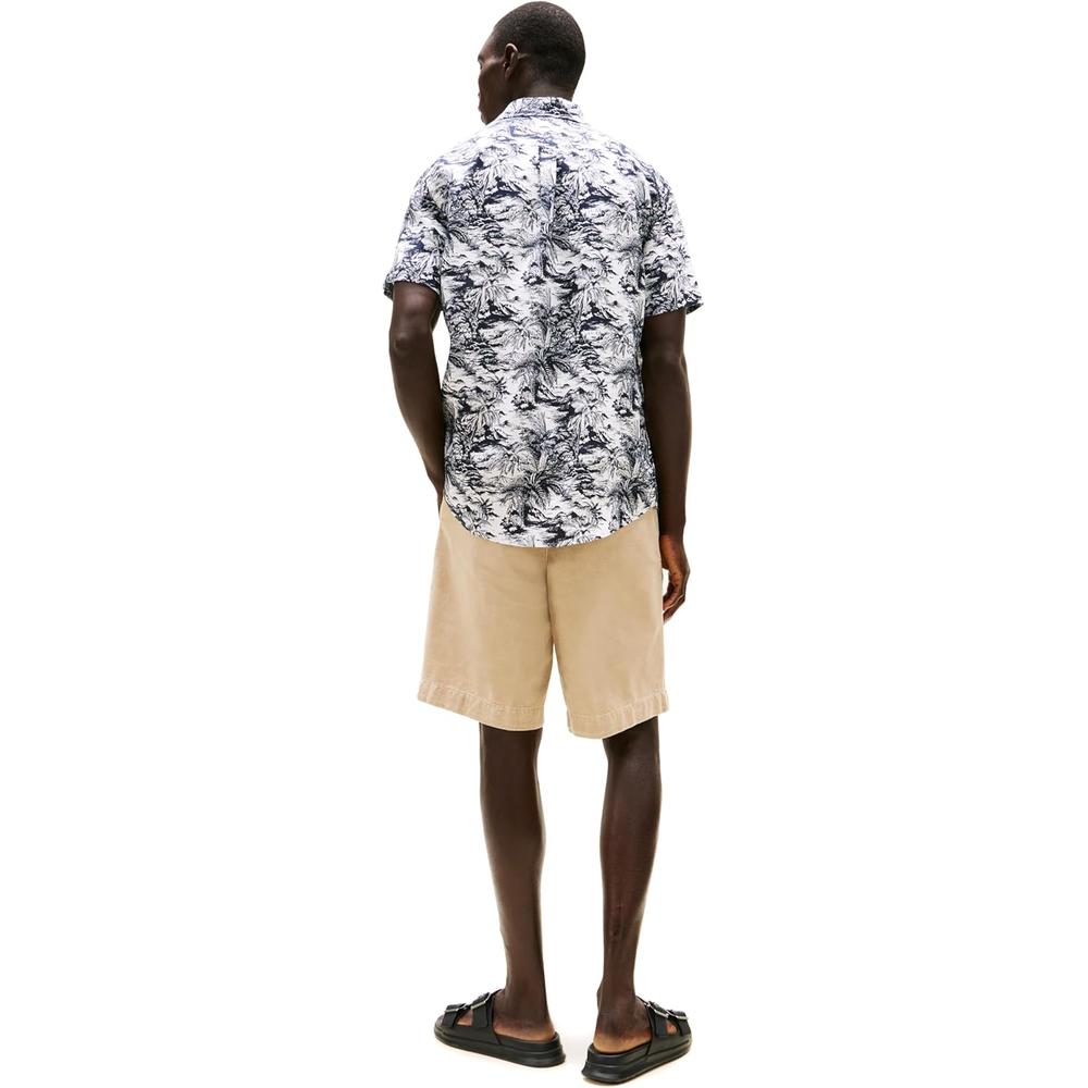 CAMISA PARA HOMBRE TOMMY HILFIGER MANGA CORTA LINO REGULAR FIT AZUL CIELO DESIERTO - 4