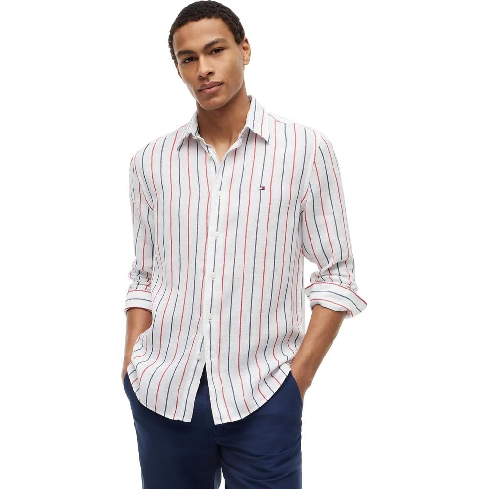 CAMISA PARA HOMBRE TOMMY HILFIGER REGULAR FIT MANGA LARGA ROJO MEDIO - 1