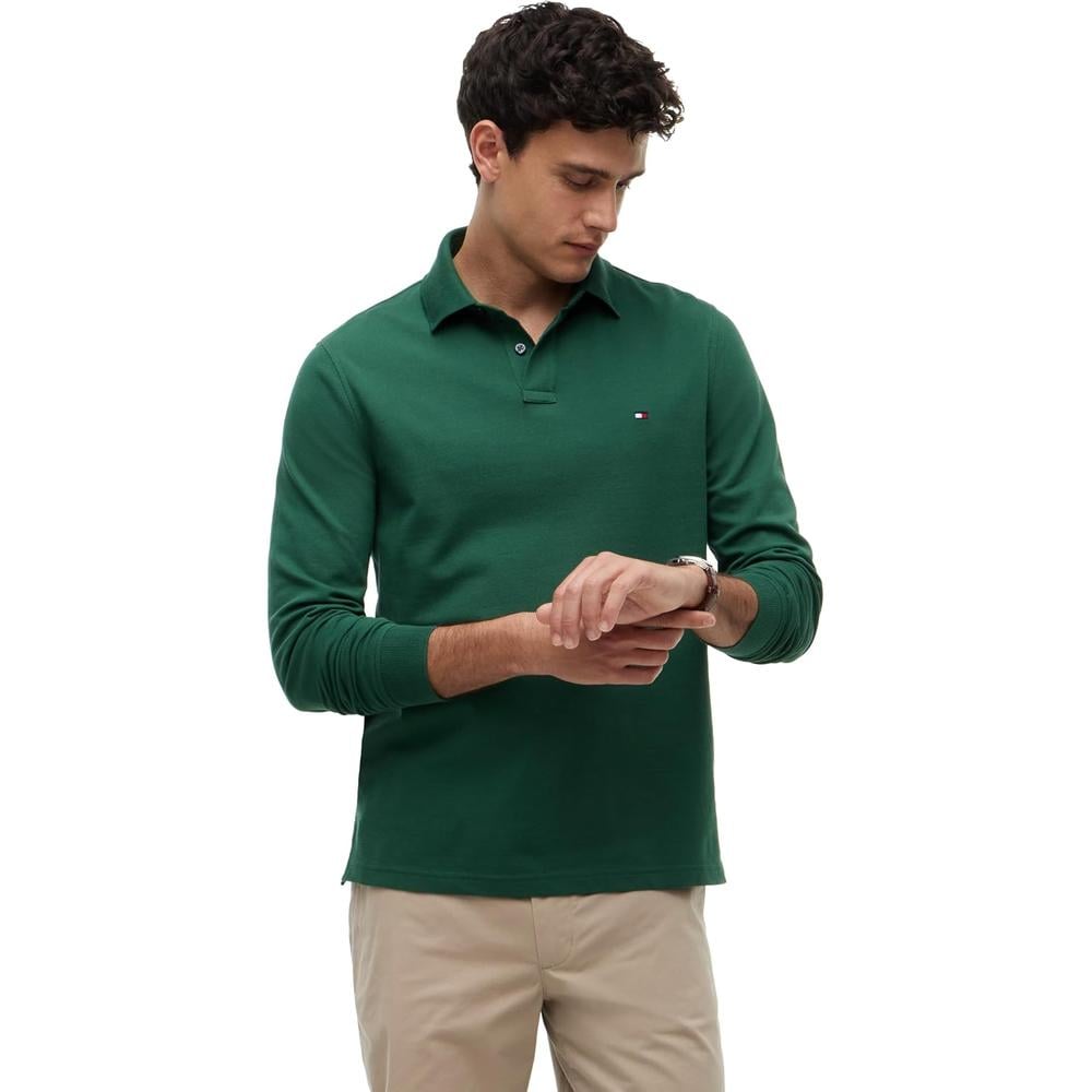 POLO PARA HOMBRE TOMMY HILFIGER REGULAR FIT MANGA LARGA VERDE CALLE - 1