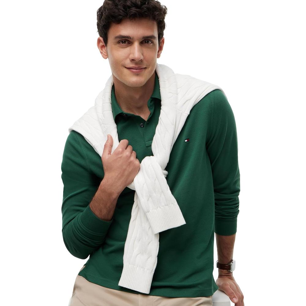 POLO PARA HOMBRE TOMMY HILFIGER REGULAR FIT MANGA LARGA VERDE CALLE - 2