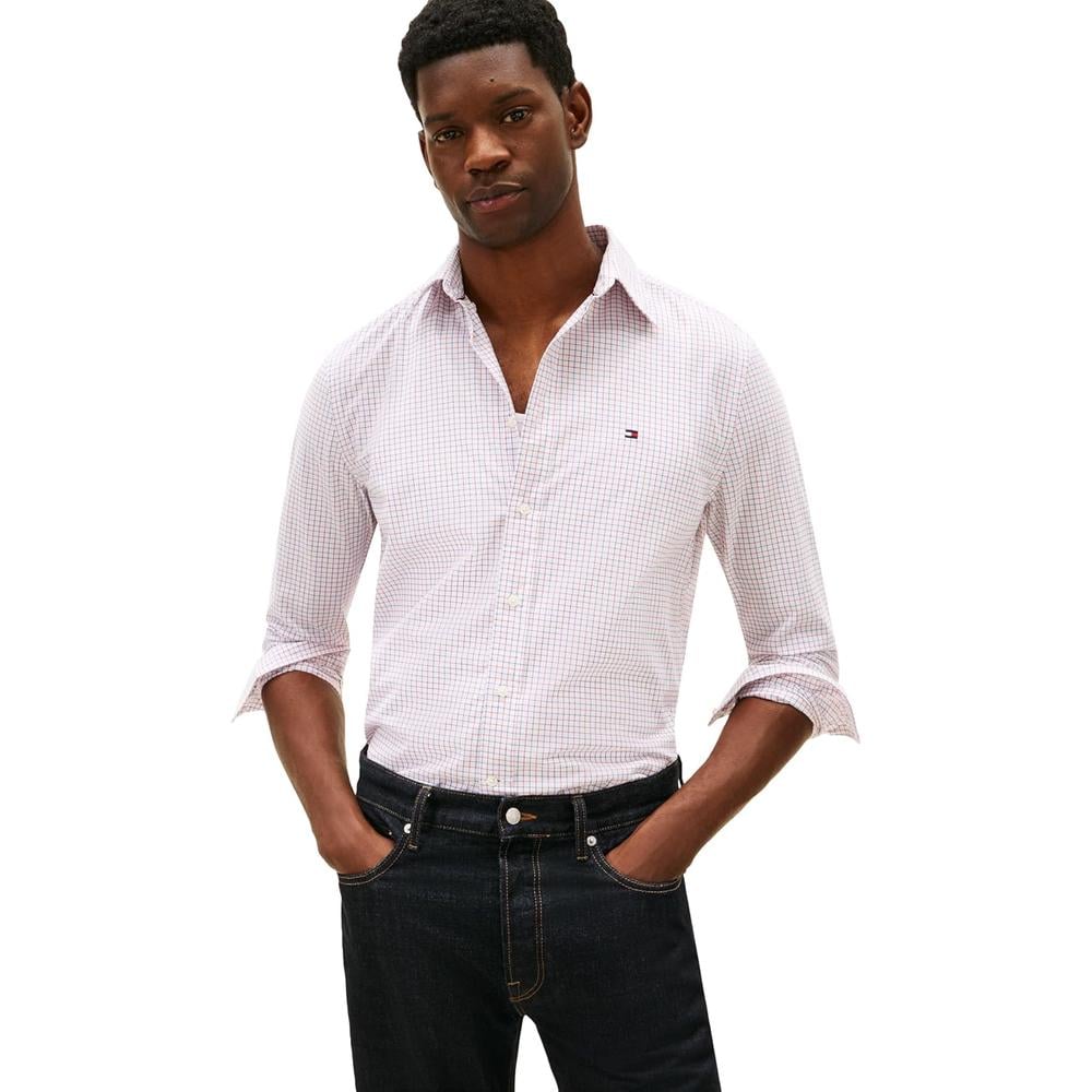 CAMISA PARA HOMBRE TOMMY HILFIGER REGULAR FIT MANGA LARGA ROJO MEDIO BLANCO - 1