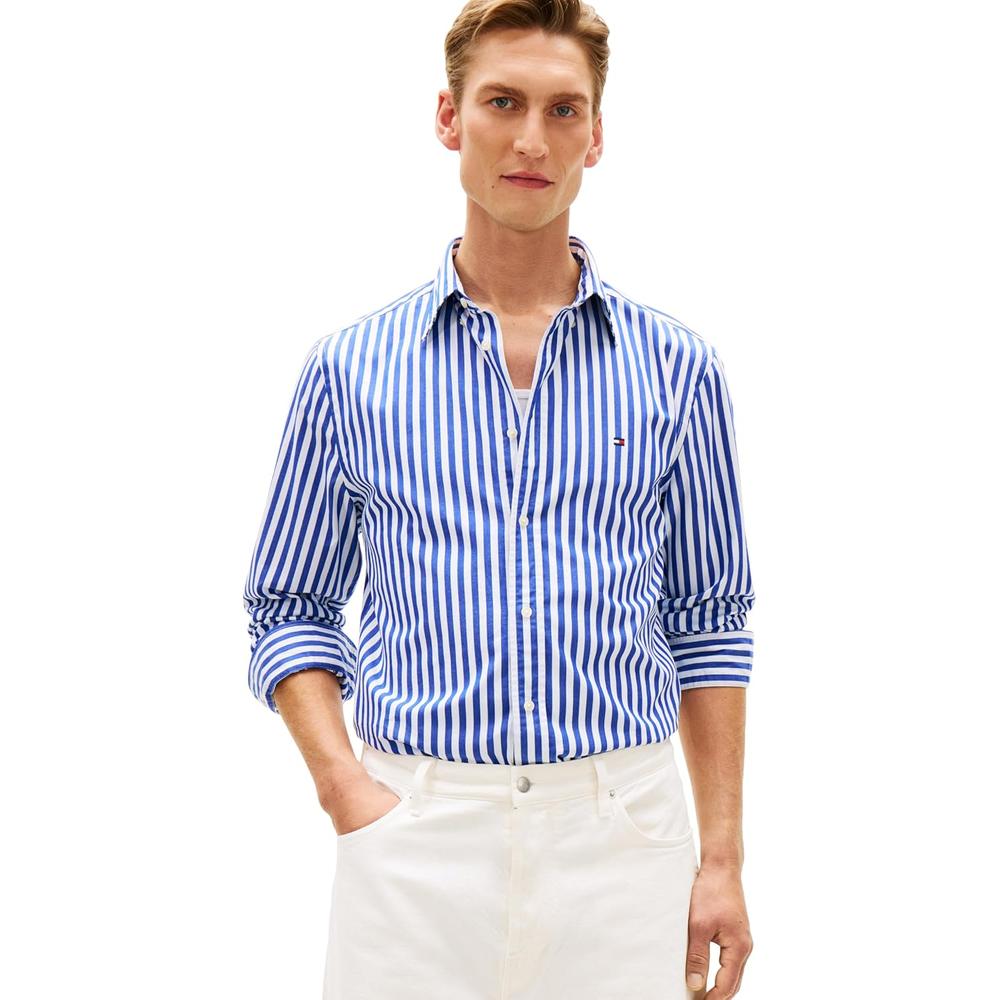 CAMISA PARA HOMBRE TOMMY HILFIGER REGULAR FIT MANGA LARGA AZUL WEDGE BLANCO - 1