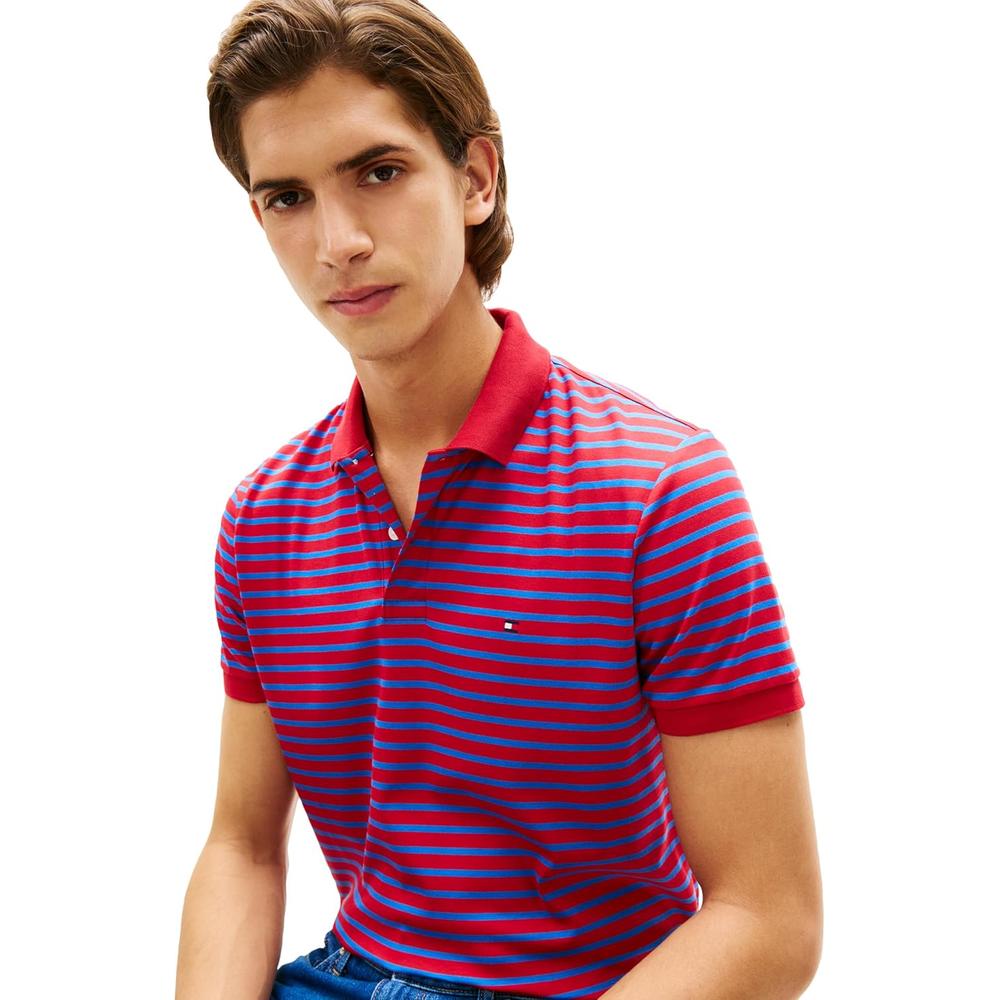 POLO PARA HOMBRE TOMMY HILFIGER REGULAR FIT MANGA CORTA ROJO MEDIO Y AZUL ORBITA - 2