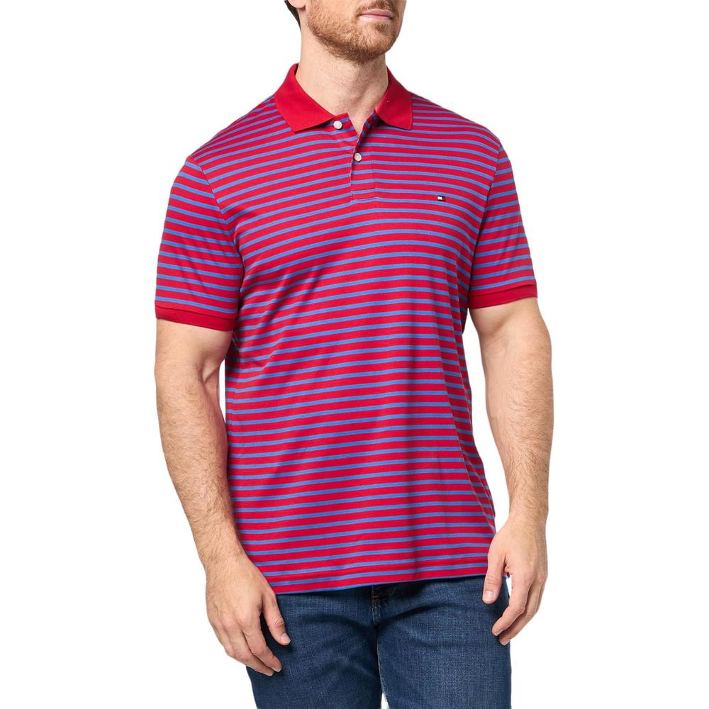 POLO PARA HOMBRE TOMMY HILFIGER REGULAR FIT MANGA CORTA ROJO MEDIO Y AZUL ORBITA - 3