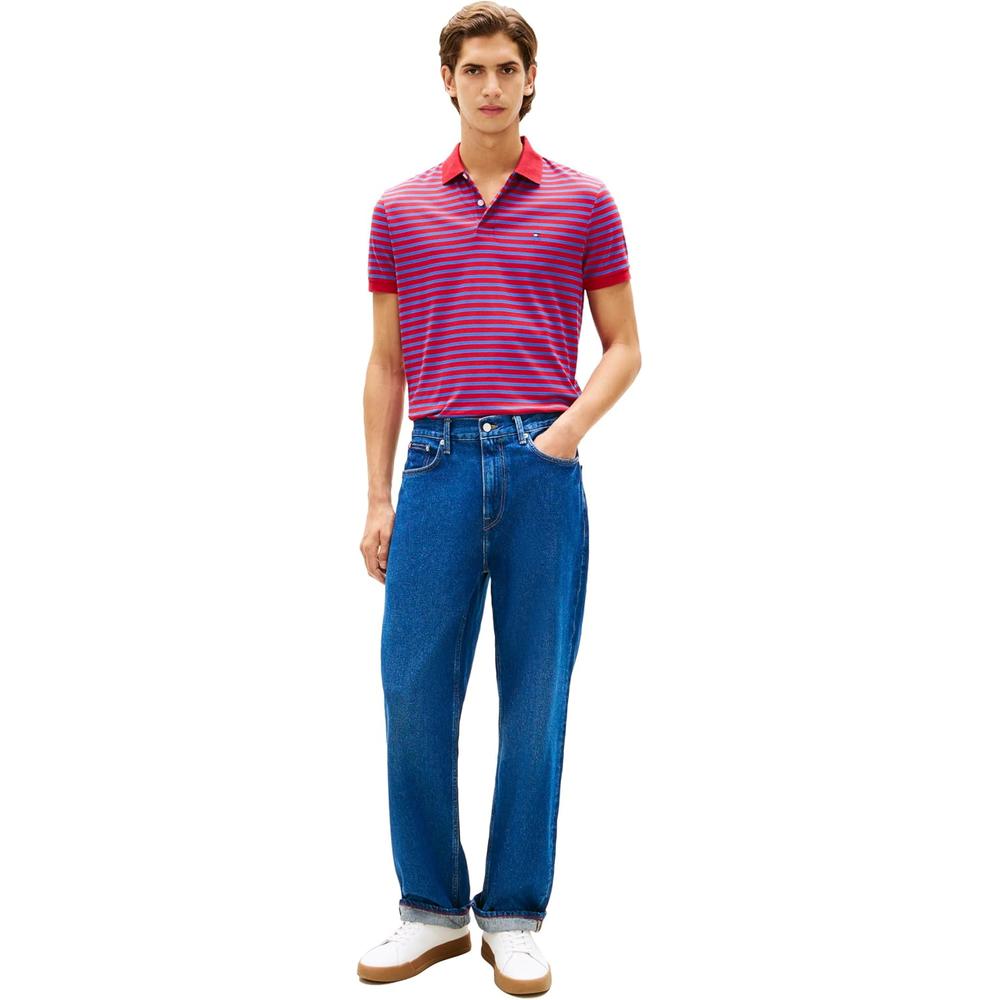POLO PARA HOMBRE TOMMY HILFIGER REGULAR FIT MANGA CORTA ROJO MEDIO Y AZUL ORBITA - 4