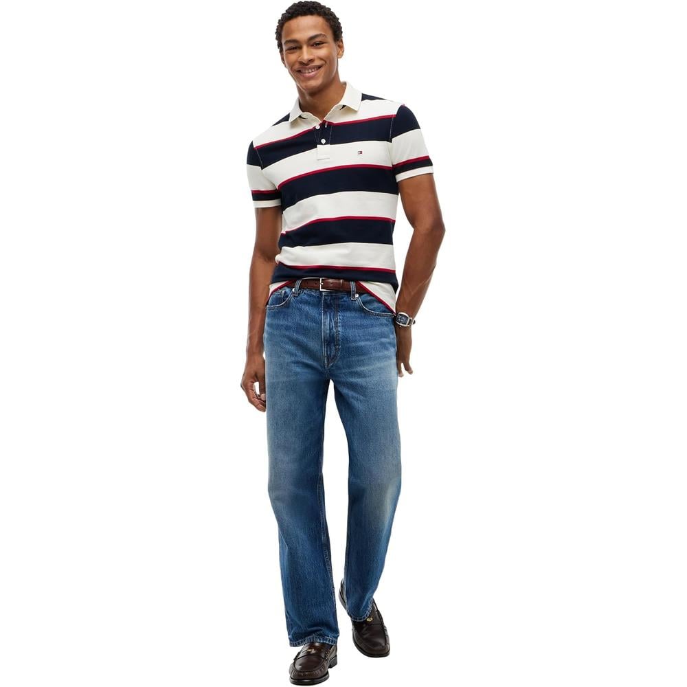 POLO PARA HOMBRE TOMMY HILFIGER 1985 SLIM FIT MANGA CORTA MARFIL AZUL MARINO - 3
