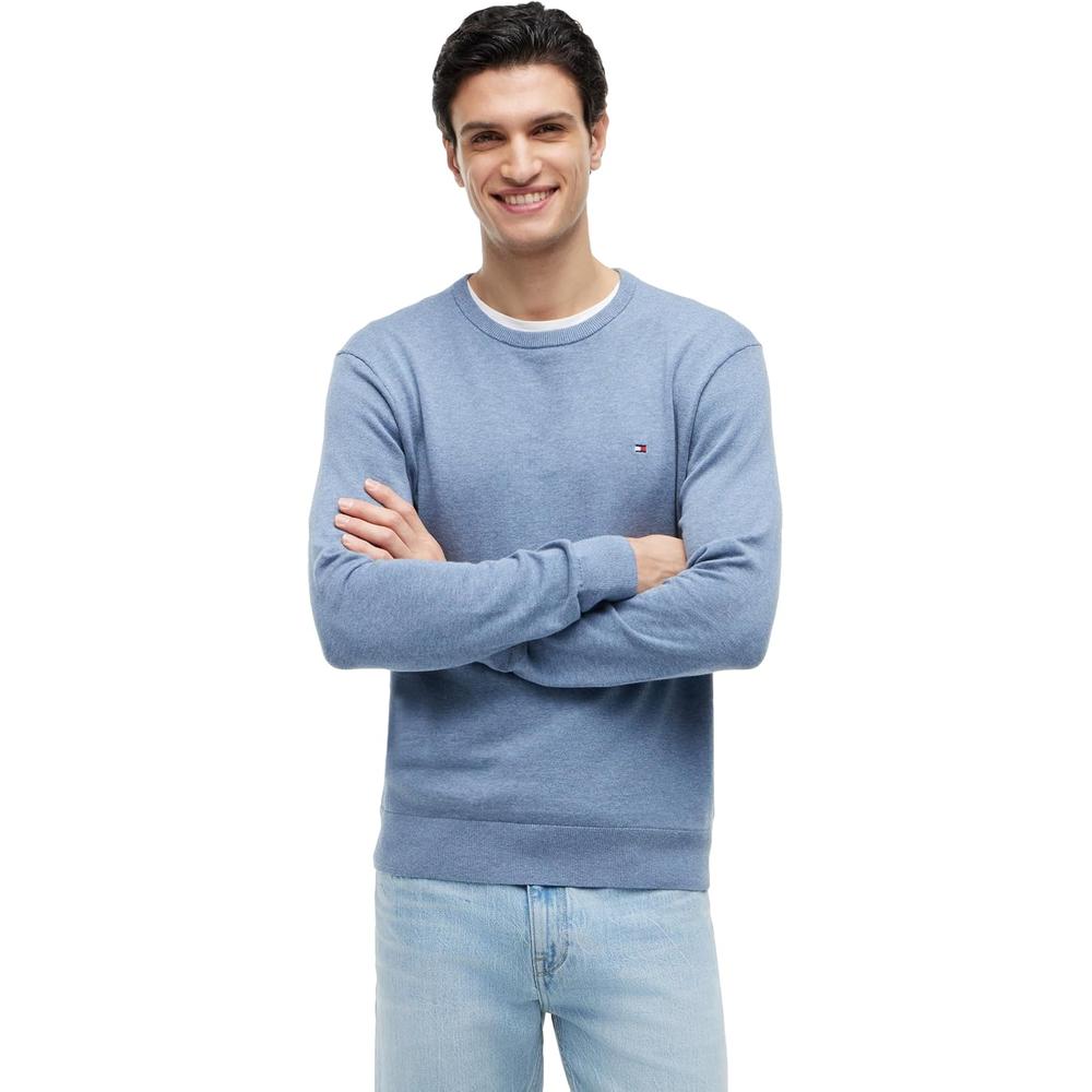 POLERA PARA HOMBRE TOMMY HILFIGER ESSENTIAL REGULAR FIT AZUL CLARO JASPEADO - 1