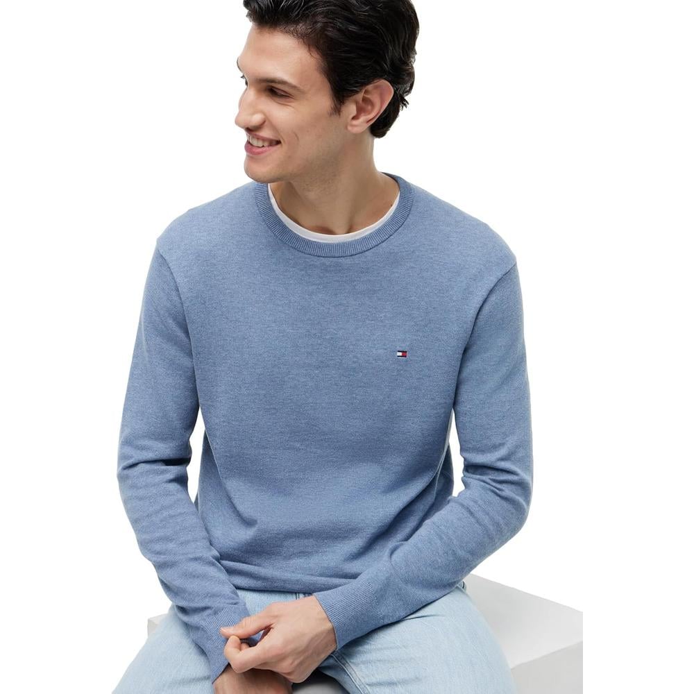 POLERA PARA HOMBRE TOMMY HILFIGER ESSENTIAL REGULAR FIT AZUL CLARO JASPEADO - 2