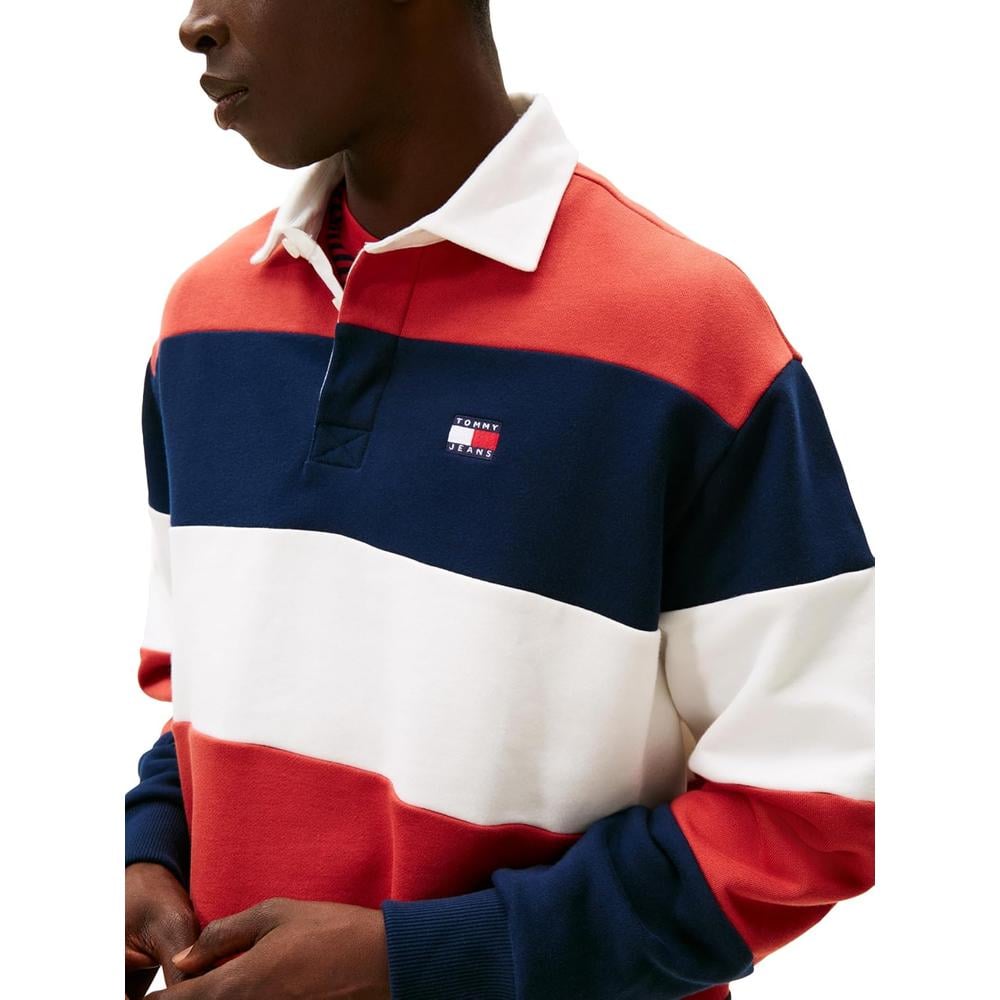 POLO PARA HOMBRE TOMMY HILFIGER RELAXED FIT MANGA LARGA AZUL MARINO OSCURO ROJO TERRACOTA CRUDO - 2
