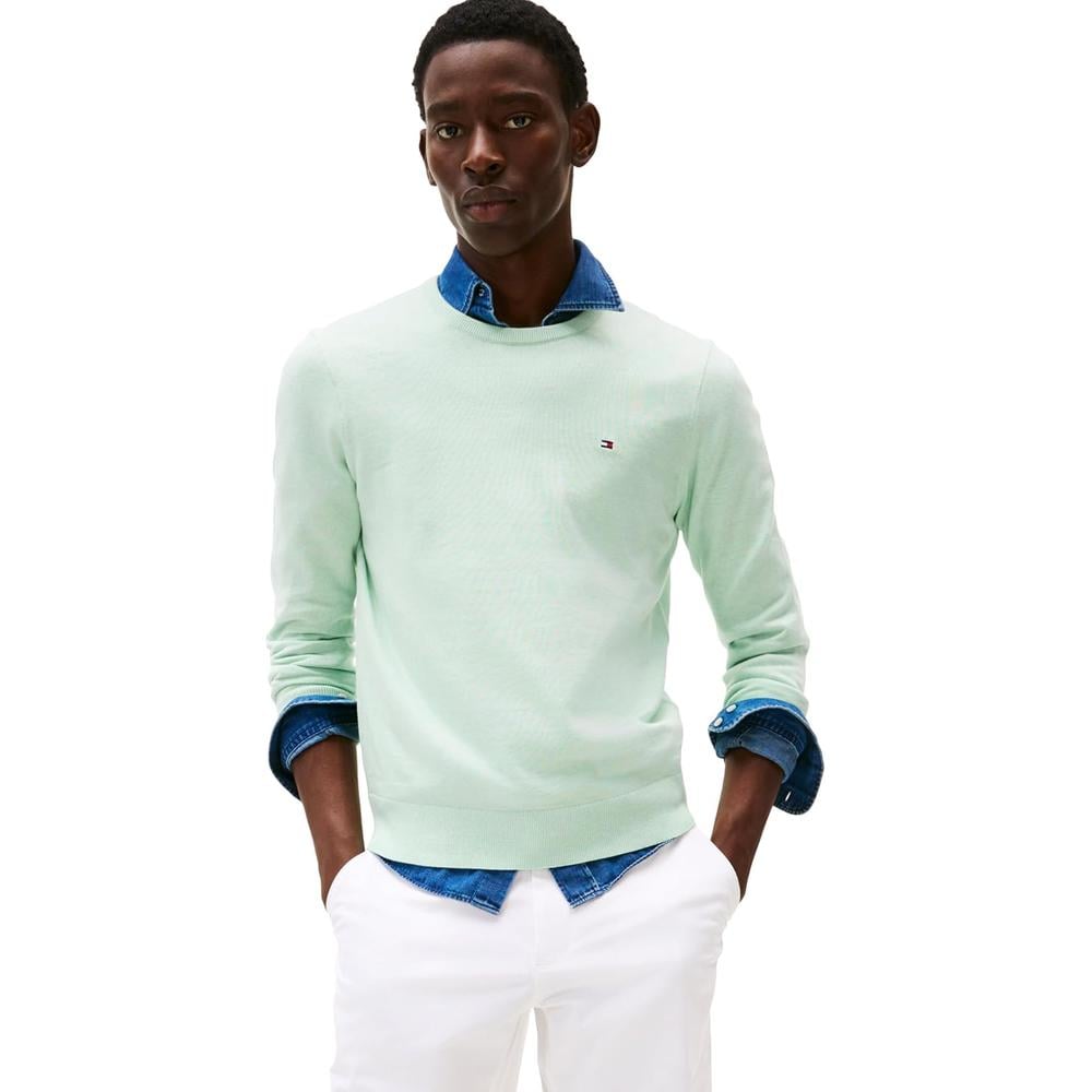POLERA PARA HOMBRE TOMMY HILFIGER ESSENTIAL REGULAR FIT VERDE MENTA JASPEADO - 1