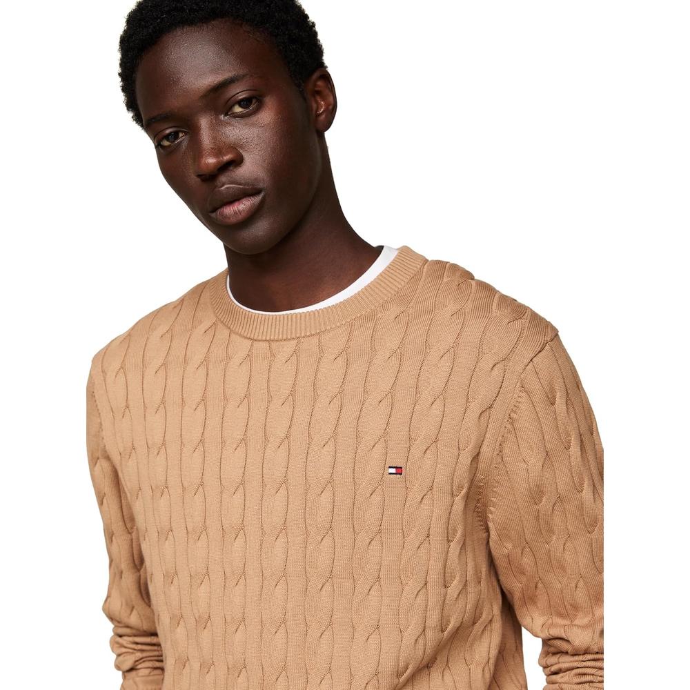 POLERA PARA HOMBRE TOMMY HILFIGER CUELLO REDONDO TEJIDO DE CABLE MANGA LARGA ARENA - 2