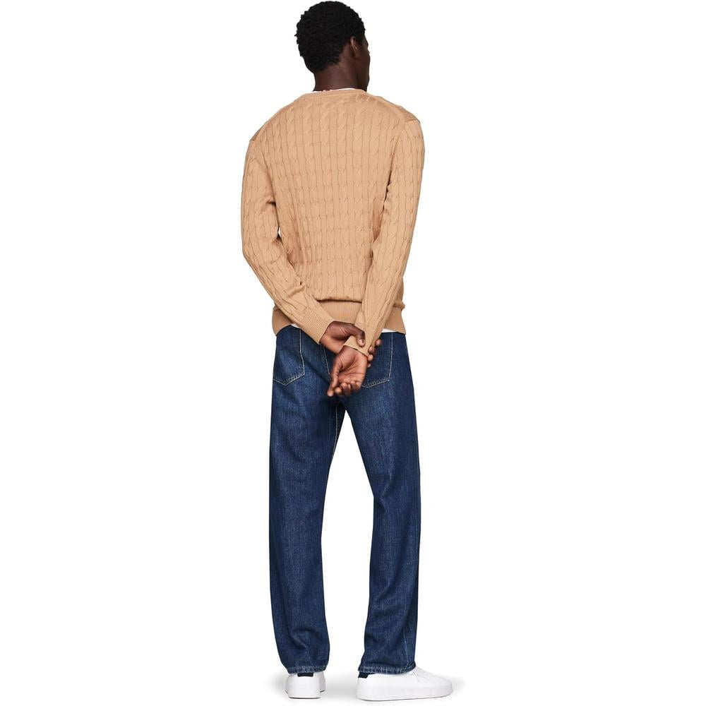 POLERA PARA HOMBRE TOMMY HILFIGER CUELLO REDONDO TEJIDO DE CABLE MANGA LARGA ARENA - 3