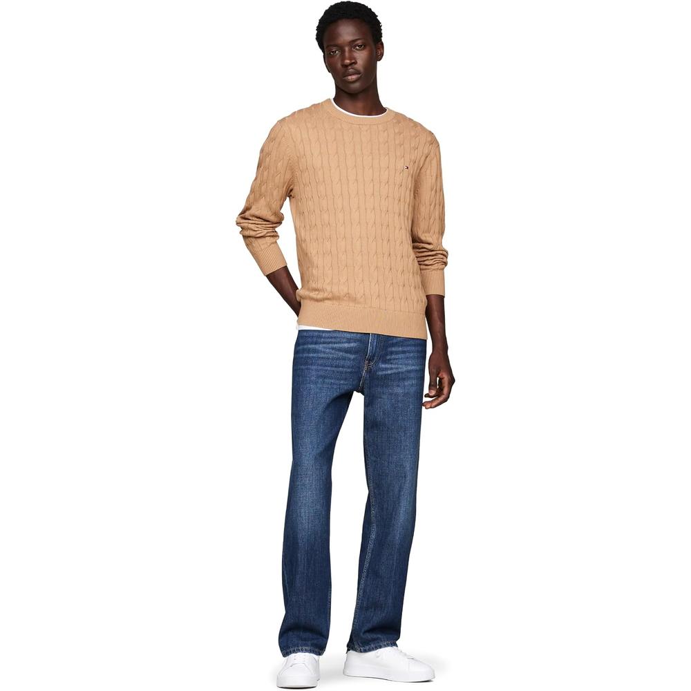 POLERA PARA HOMBRE TOMMY HILFIGER CUELLO REDONDO TEJIDO DE CABLE MANGA LARGA ARENA - 4