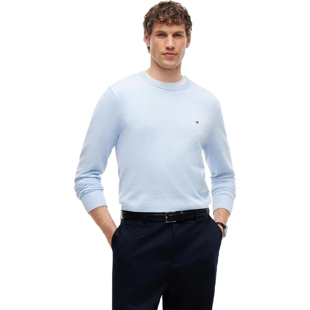 POLERA PARA HOMBRE TOMMY HILFIGER ESSENTIAL REGULAR FIT AZUL CIELO JASPEADO - 1
