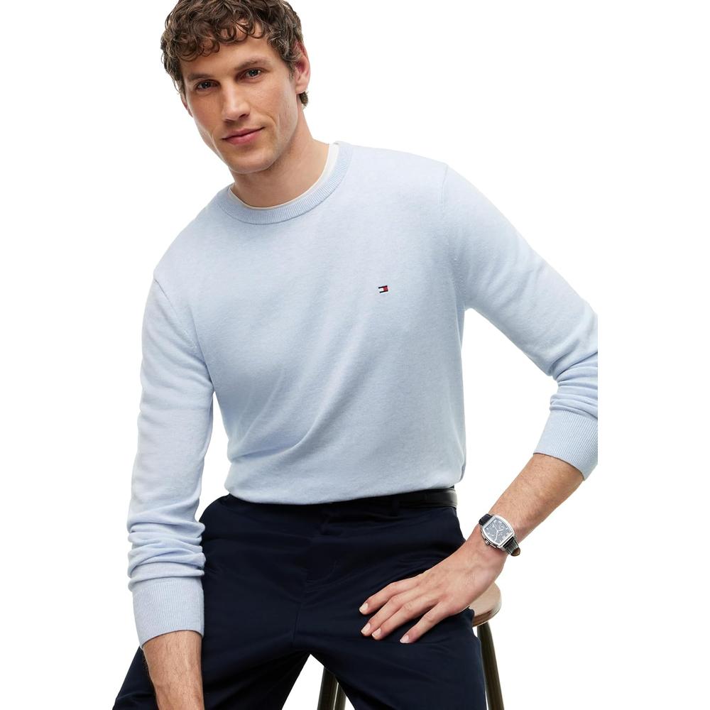 POLERA PARA HOMBRE TOMMY HILFIGER ESSENTIAL REGULAR FIT AZUL CIELO JASPEADO - 2