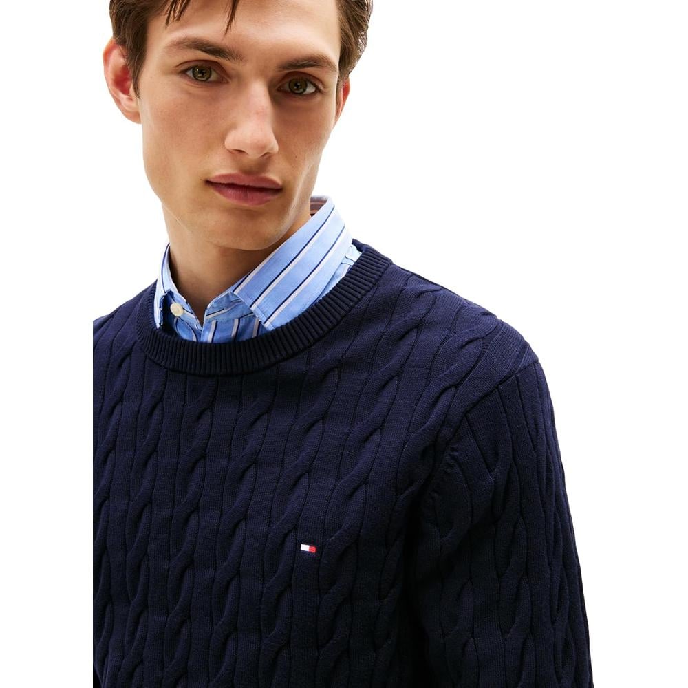 POLERA PARA HOMBRE TOMMY HILFIGER CUELLO REDONDO TEJIDO DE CABLE MANGA LARGA AZUL CIELO OSCURO - 2