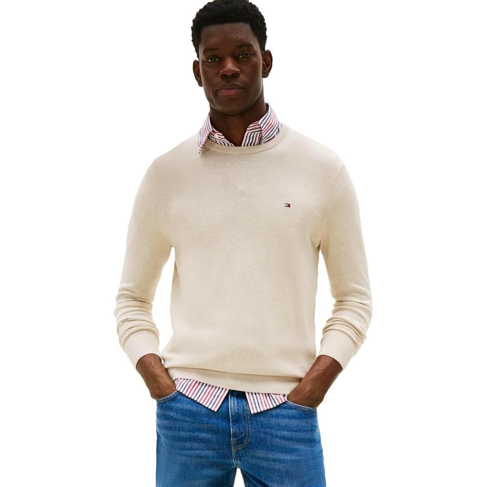 POLERA PARA HOMBRE TOMMY HILFIGER ESSENTIAL REGULAR FIT BEIGE JASPEADO - 1