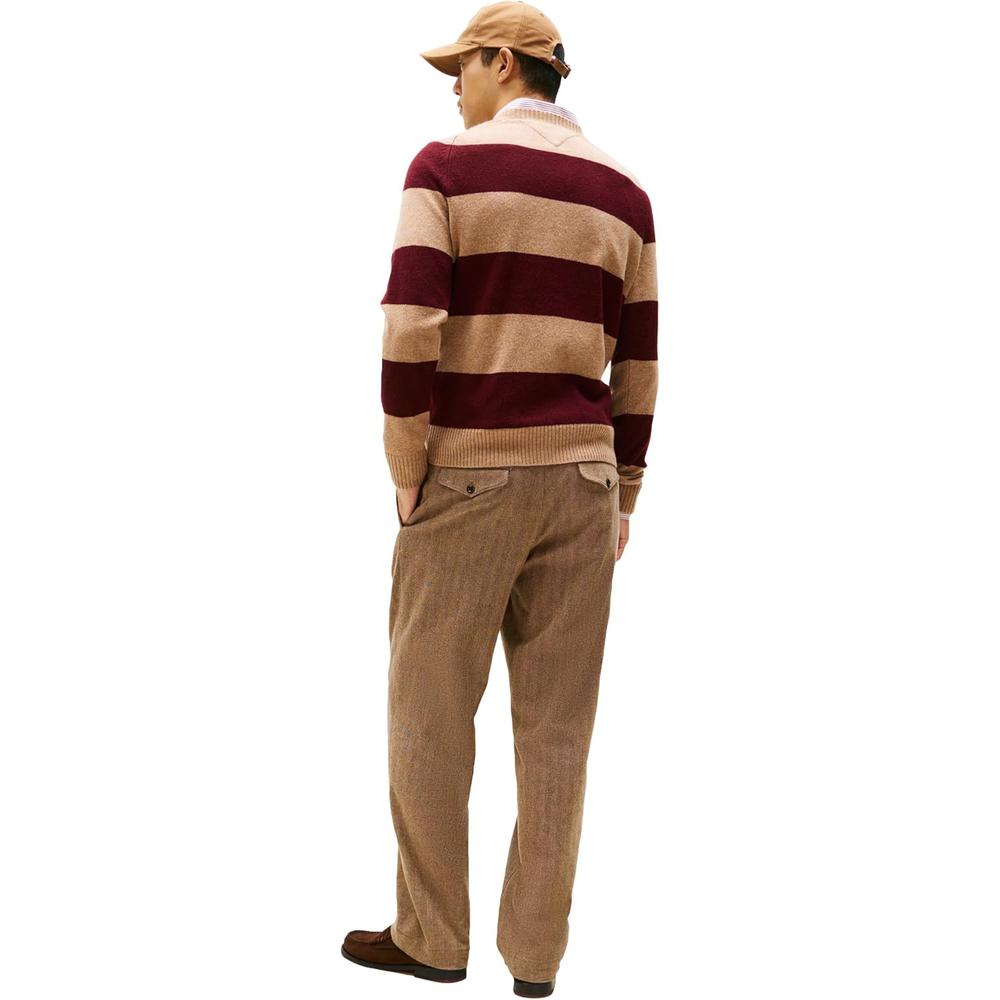 POLERA PARA HOMBRE TOMMY HILFIGER LAMBSWOOL CUELLO REDONDO MANGA LARGA REGULAR FIT LIENZO SAFARI JASPEADO BORGONA OSCURO JASPEADO - 4