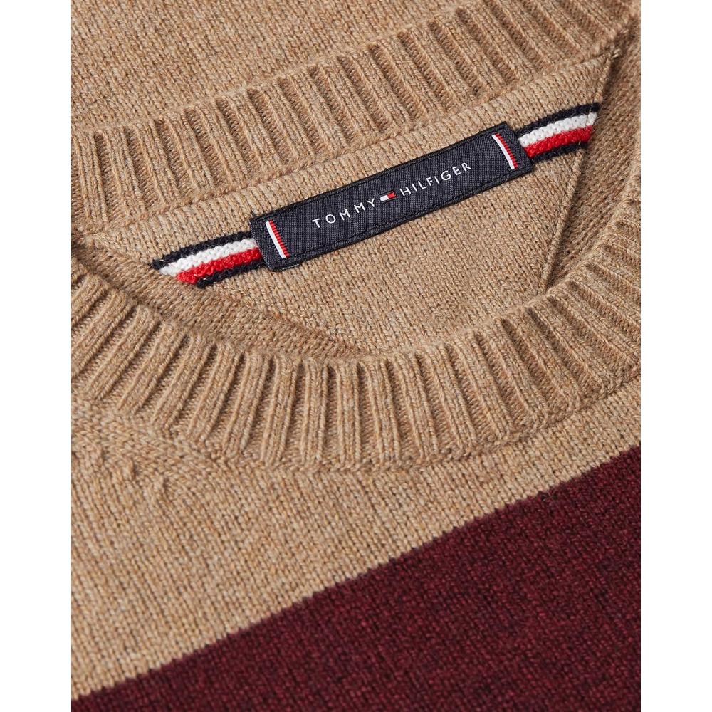 POLERA PARA HOMBRE TOMMY HILFIGER LAMBSWOOL CUELLO REDONDO MANGA LARGA REGULAR FIT LIENZO SAFARI JASPEADO BORGONA OSCURO JASPEADO - 5