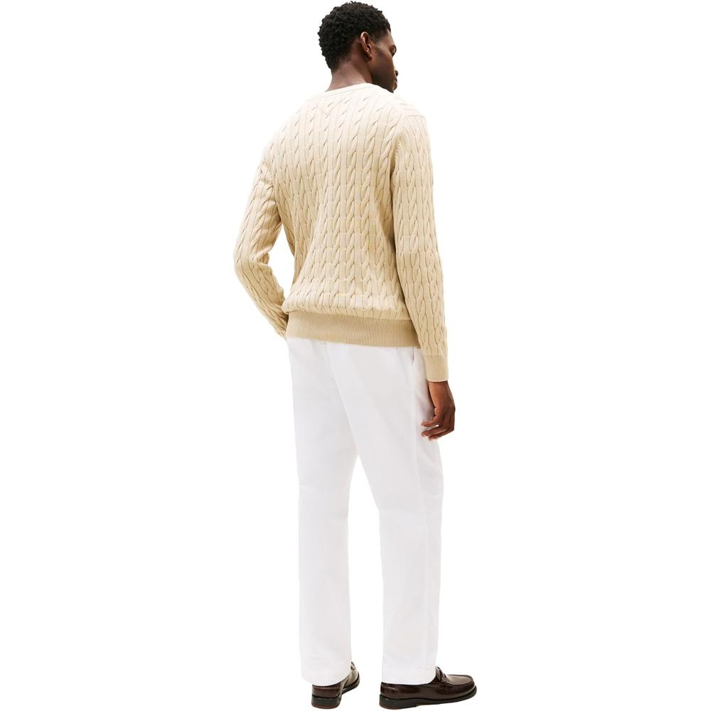 POLERA PARA HOMBRE TOMMY HILFIGER CUELLO REDONDO TEJIDO DE CABLE MANGA LARGA MARRÓN SÁNDALO - 5