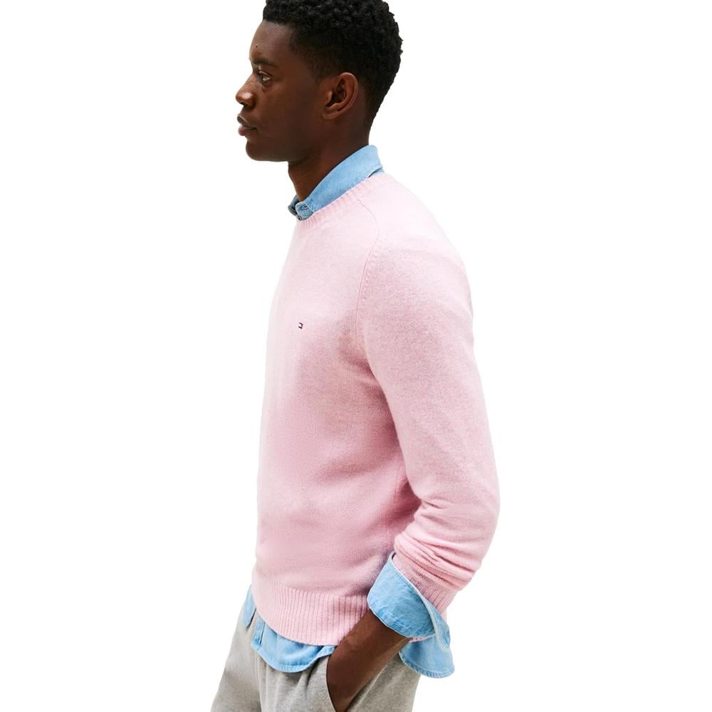 POLERA PARA HOMBRE TOMMY HILFIGER LAMBSWOOL CUELLO REDONDO MANGA LARGA REGULAR FIT ROSA CLASICO JASPEADO - 2