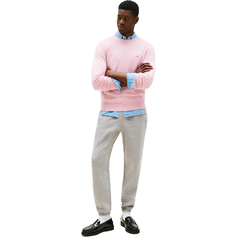 POLERA PARA HOMBRE TOMMY HILFIGER LAMBSWOOL CUELLO REDONDO MANGA LARGA REGULAR FIT ROSA CLASICO JASPEADO - 3