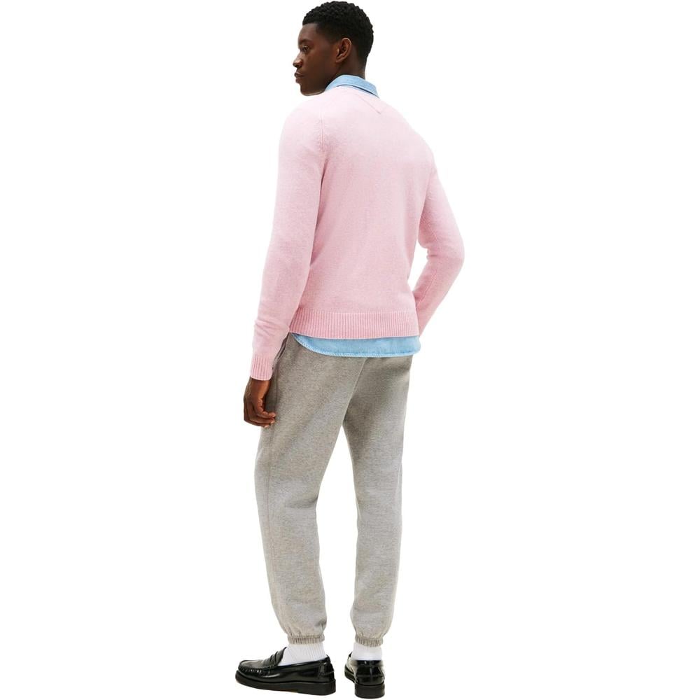 POLERA PARA HOMBRE TOMMY HILFIGER LAMBSWOOL CUELLO REDONDO MANGA LARGA REGULAR FIT ROSA CLASICO JASPEADO - 4