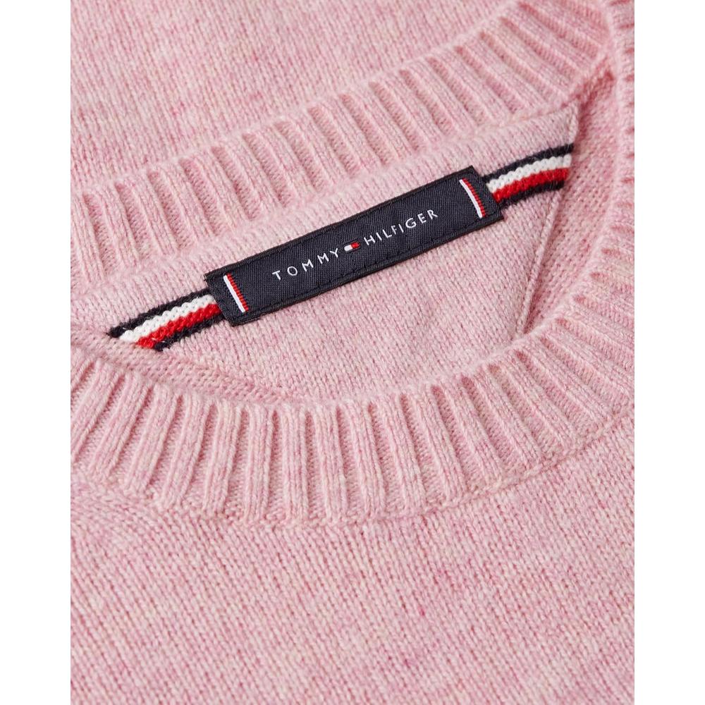 POLERA PARA HOMBRE TOMMY HILFIGER LAMBSWOOL CUELLO REDONDO MANGA LARGA REGULAR FIT ROSA CLASICO JASPEADO - 5